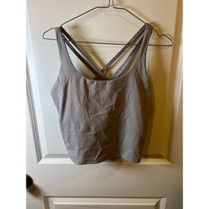 HeyNuts Womens Tank Top Strappy Criss Cross Back Taupe Size L